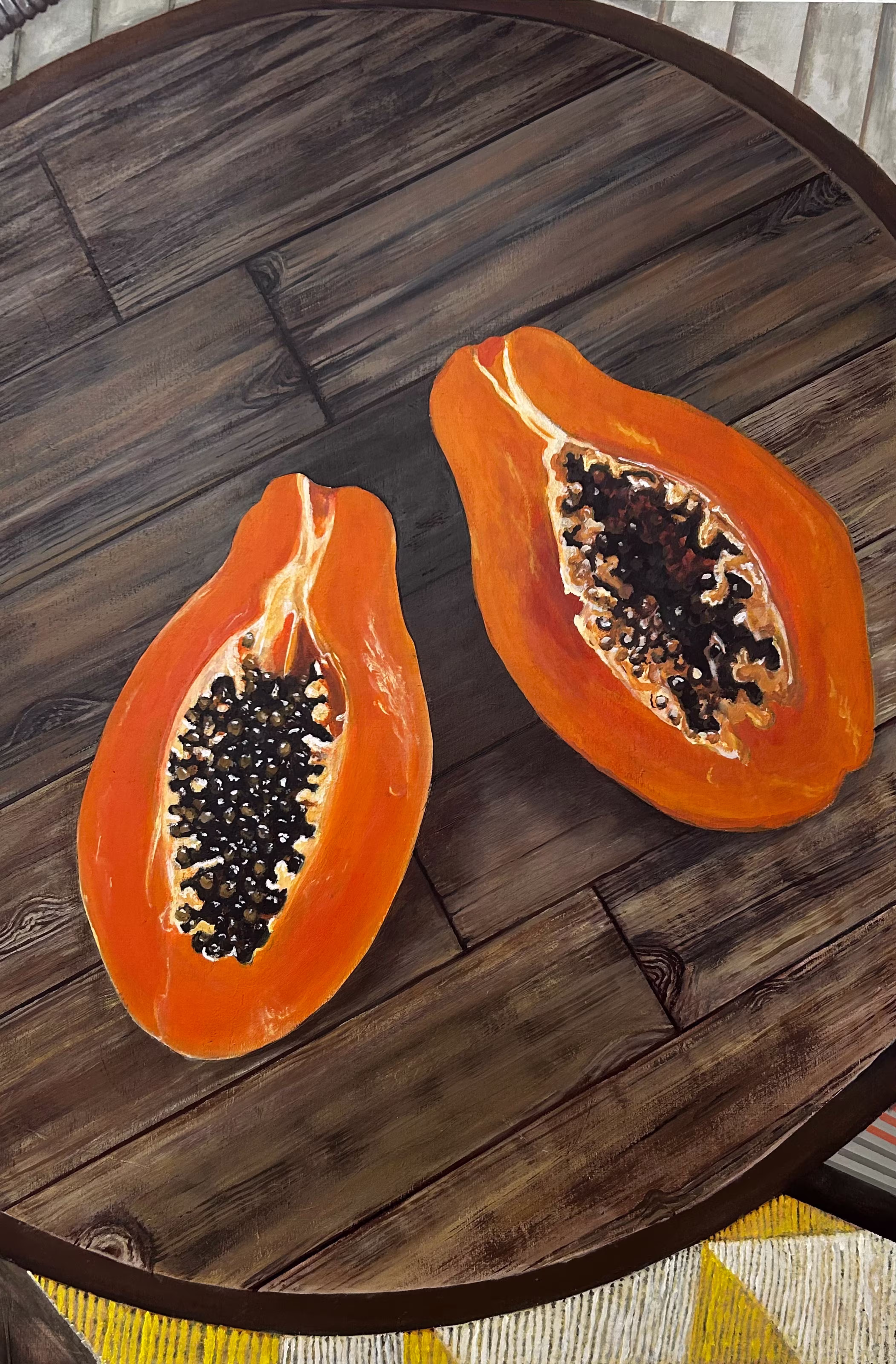 Papaya, 2024, Acryl auf Holz